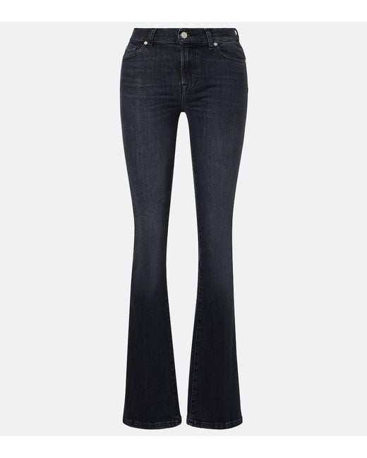 7 For All Mankind Blue Mid-Rise Bootcut Flared Jeans