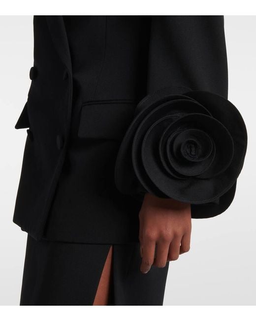 Blazer De Grisalla De Lana Virgen Con Apliques Valentino de color Black