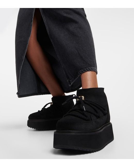 Inuikii Black Shearling-trimmed Leather Ankle Boots