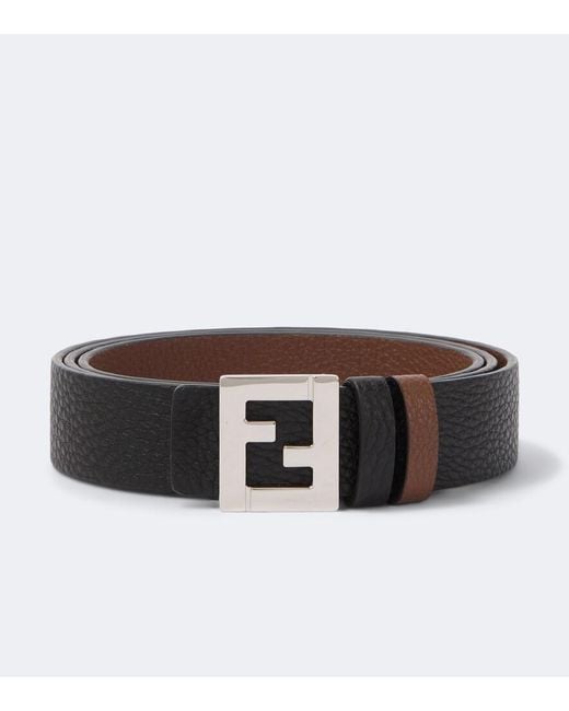 Fendi Brown Ff Reversible Leather Belt for men