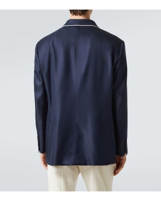 Brunello Cucinelli Smokingjacke Aus Seide in Blue für Herren