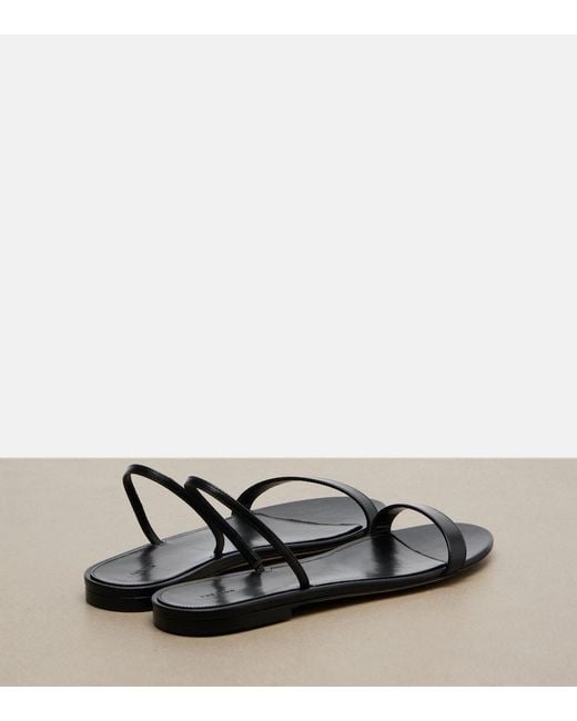 The Row Black Ella Leather Sandals
