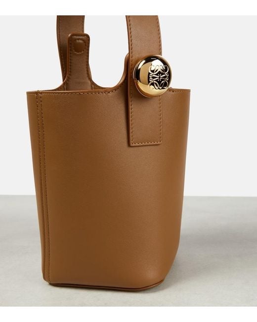 Loewe Brown Pebble Mini Leather Bucket Bag