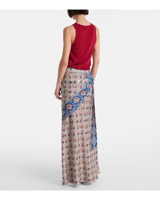 Rabanne Multicolor Paisley Satin Maxi Skirt