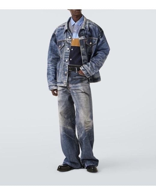 Junya Watanabe Blue Patchwork Cotton Shirt for men