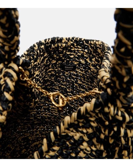 Khaite Black Lotus Medium Raffia Tote Bag