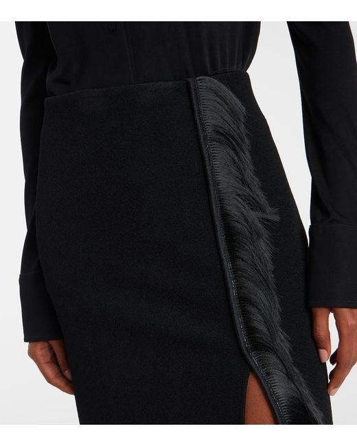 Jil Sander Black Fringed Midi Skirt