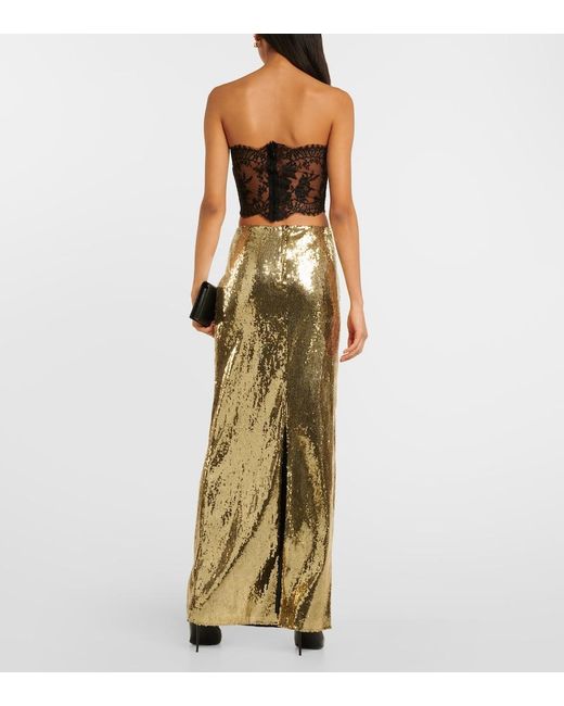 Dolce & Gabbana Green Sequined Maxi Skirt