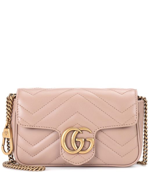 Gucci GG Marmont Matelassé Leather Super Mini Bag in Pink (Natural) - Save  26% | Lyst