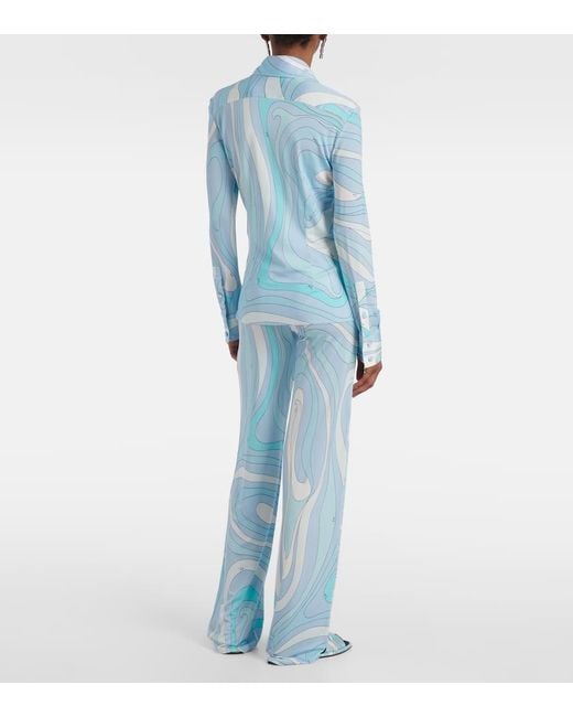 Emilio Pucci Blue Hemd Marmo Aus Baumwolle