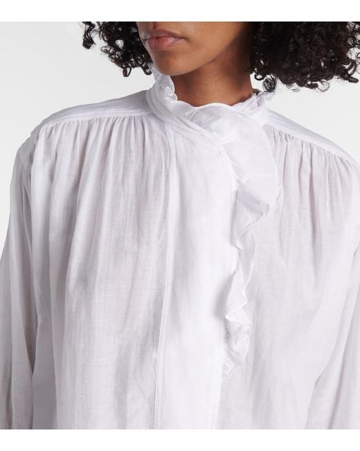 Isabel Marant Etoile Cotton-Blend Pajama Shirt in White | Lyst