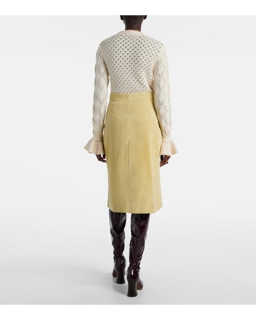 Chloé Yellow Suede Midi Skirt