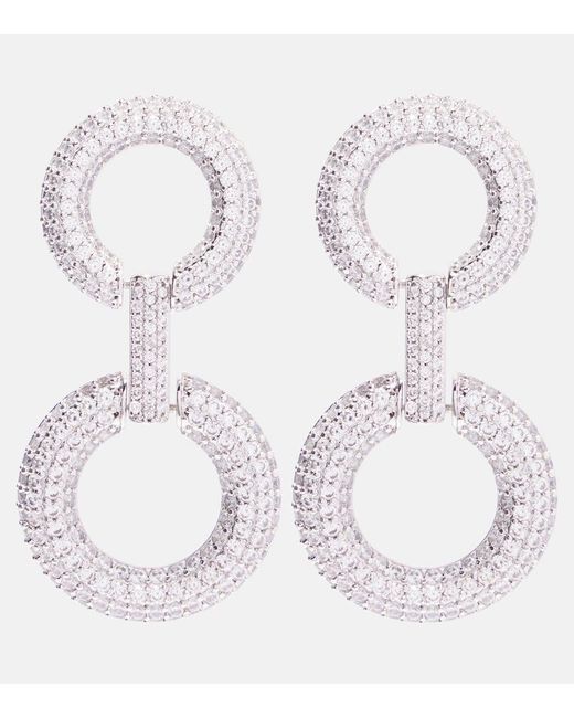 Self-Portrait White Crystal-Embellished Earrings