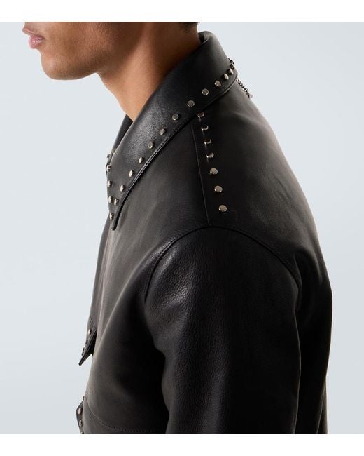 Alexander McQueen Black Studded Leather Jacket for men