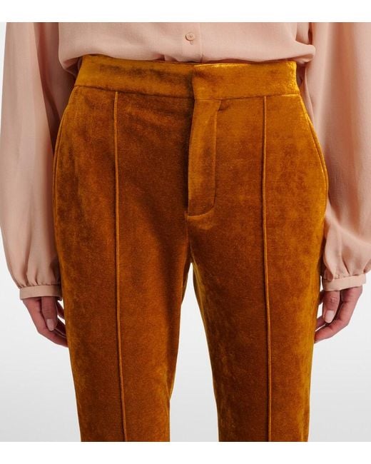 Chloé Brown Velvet Stirrup Pants