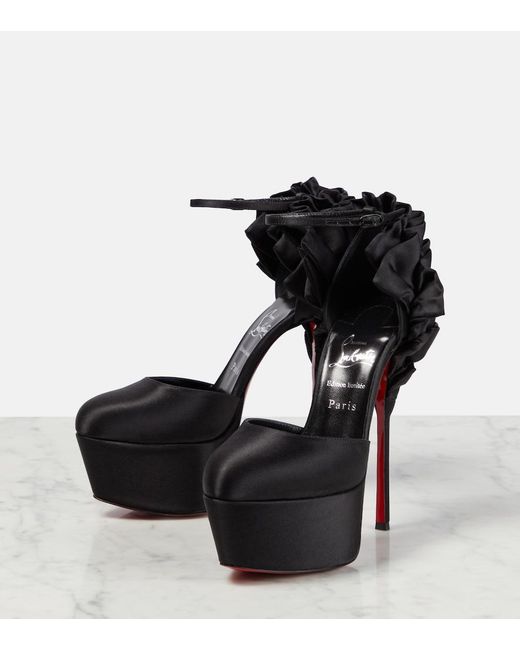 Christian Louboutin Black Maria Frou Alta Satin Platform Pumps