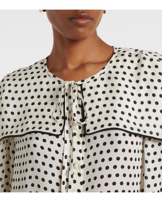 FRAME Black Fleet Polka-Dot Silk Blouse