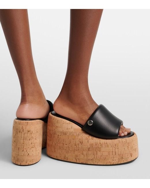 The Attico Black Mochi Leather Platform Slides