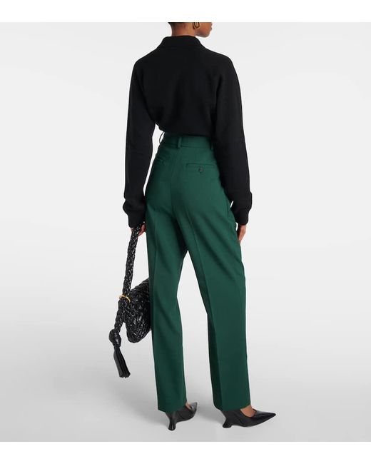 Pantalones rectos Bea de tiro alto Frankie Shop de color Green