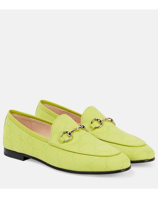 Gucci Yellow Jordaan Gg Canvas Loafers