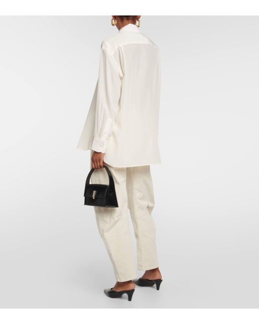 Nili Lotan White Julien Oversized Silk Shirt