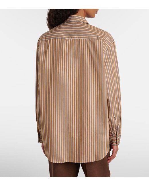 Leset Brown Yoshi Striped Cotton-Blend Twill Shirt