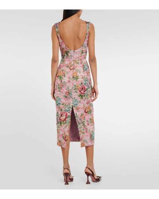 Markarian Pink Floral Bustier Midi Dress