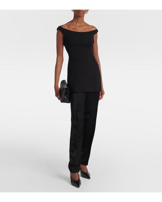 Totême Black Off-Shoulder Fitted Knit Top