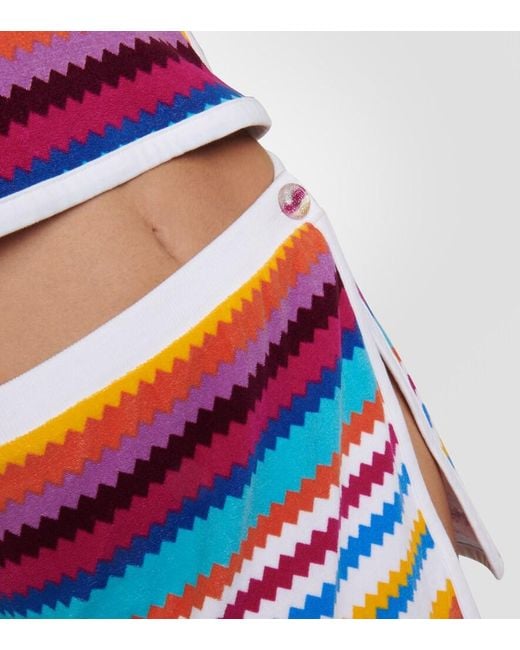 Missoni Red Striped Knitted Cotton-Blend Miniskirt