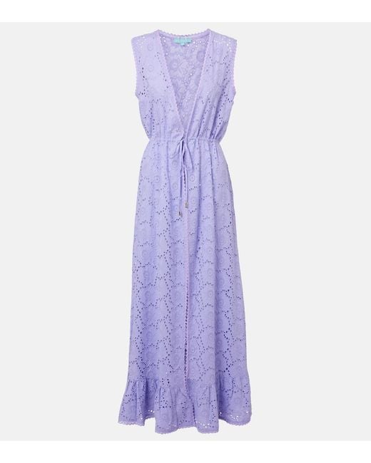 Melissa Odabash Purple Tessa Cotton Lace Beach Cover-Up