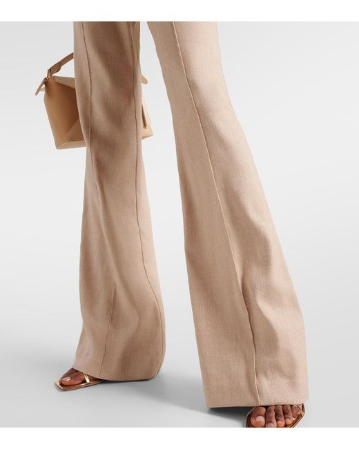 Veronica Beard Natural Komi Linen-Blend Twill Flared Pants