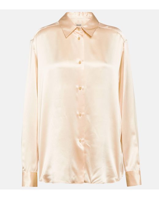 Khaite Natural Argo Silk Charmeuse Blouse