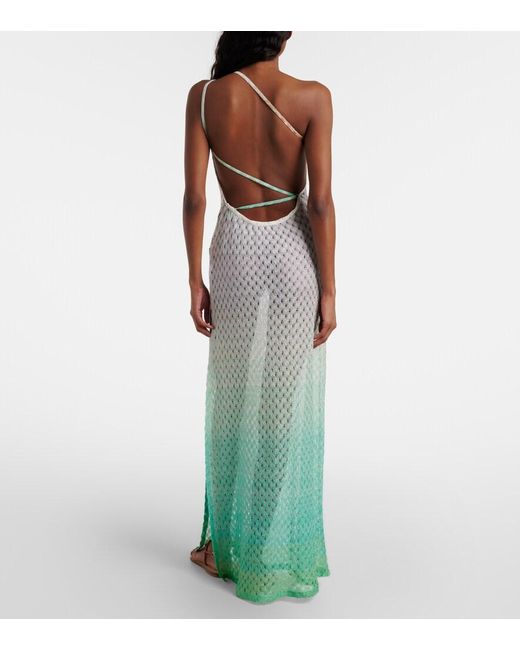 Missoni White Open-Knit One-Shoulder Lame Beach Cover-Up