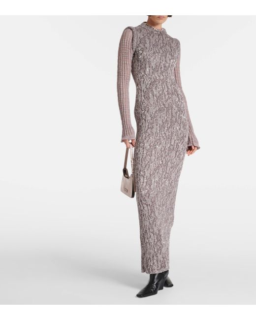 Acne Gray Sequined Jacquard Maxi Dress