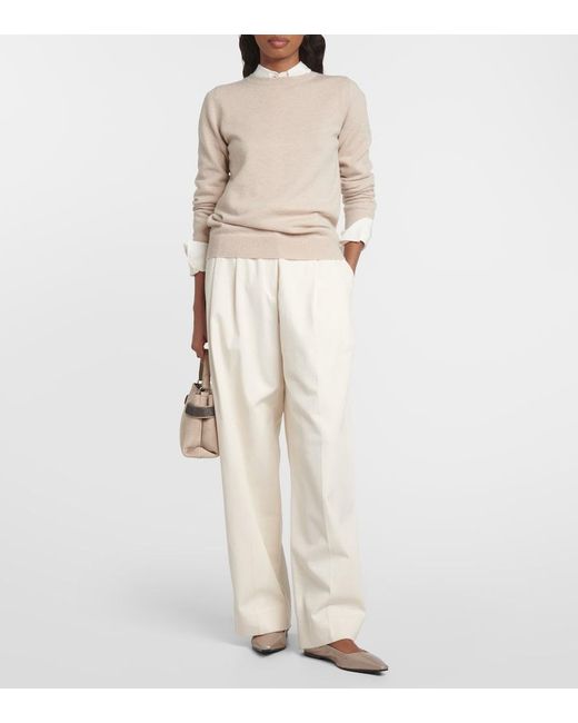 Brunello Cucinelli Brown Metallic Leather Ballet Flats