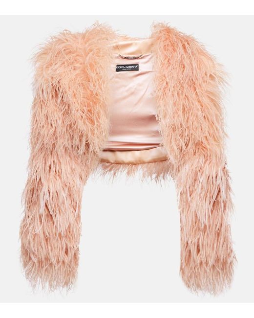 Dolce & Gabbana X Kim Feather Bolero Jacket in Pink | Lyst