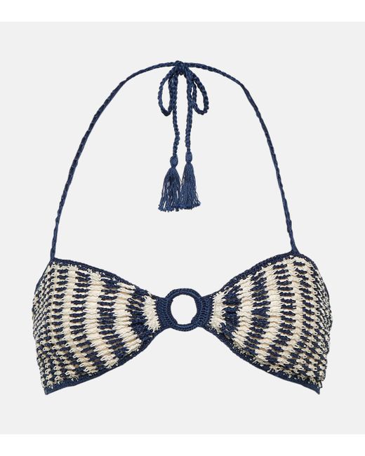 Anna Kosturova Black Crochet Cotton Bandeau Bikini Top