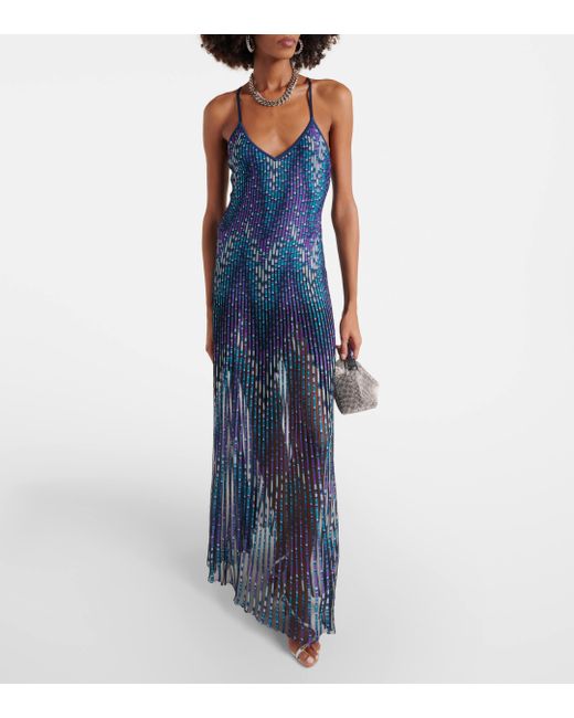 Missoni Blue Pleated Maxi Dress