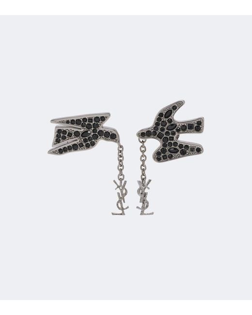 Saint Laurent Metallic Cassandre Crystal-Embellished Earrings