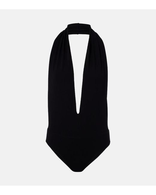 Gucci Black Halterneck Open-Back Jersey Bodysuit