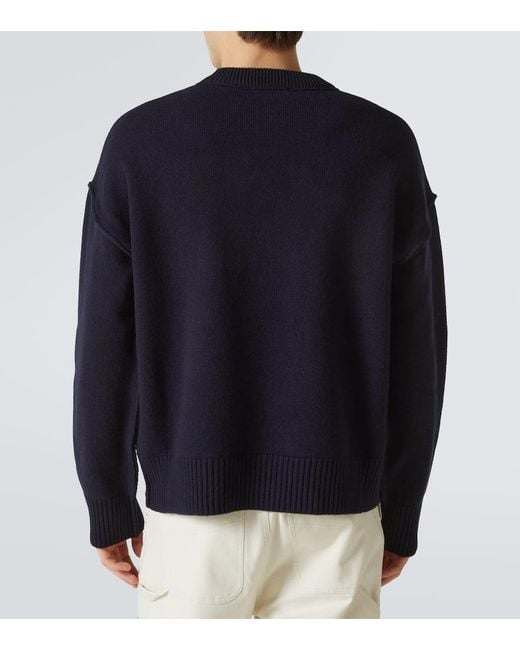 AMI Blue Ami Paris Paris Ami De Coeur Intarsia-logo Jumper for men