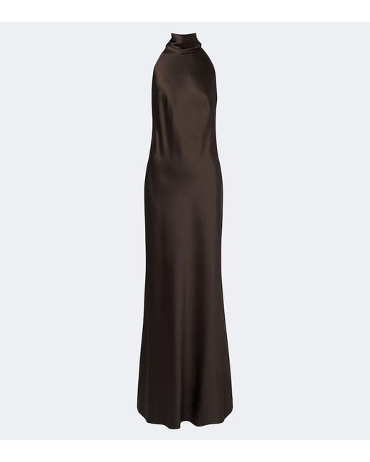 Ralph Lauren Multicolor Chilton Halterneck Satin Gown