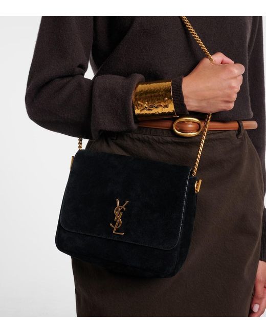 Saint Laurent White Schultertasche Kate Aus Veloursleder