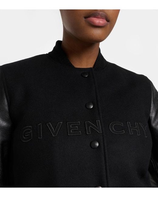 Giacca varsity in misto lana e pelle di Givenchy in Black