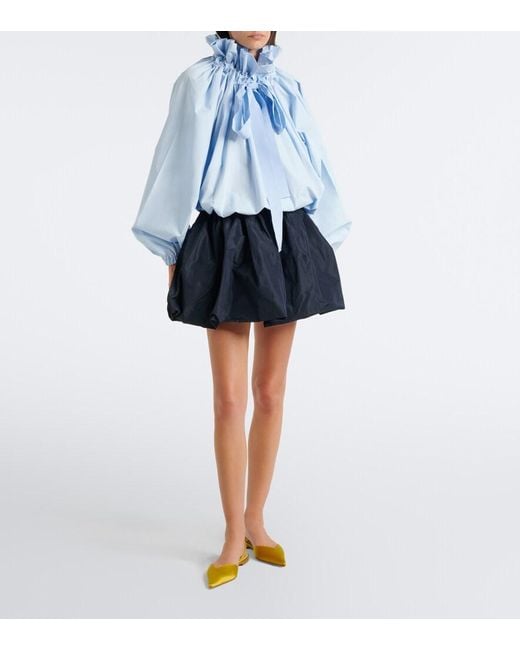 Patou Blue Bow-Detail Cotton Poplin Blouse