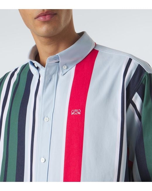 Loewe Blue Double L Striped Cotton Twill Shirt for men