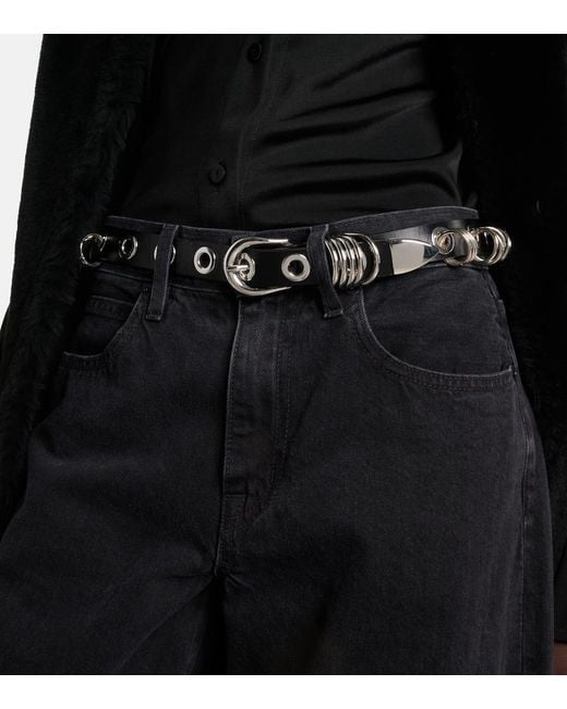 DEHANCHE Black Revenge Ring-Detail Leather Belt
