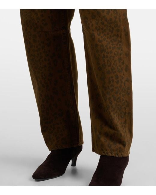 Citizens of Humanity Brown Miro Leopard-Print Barrel-Leg Jeans