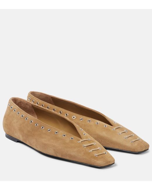 Totême Brown Suede Ballet Flats