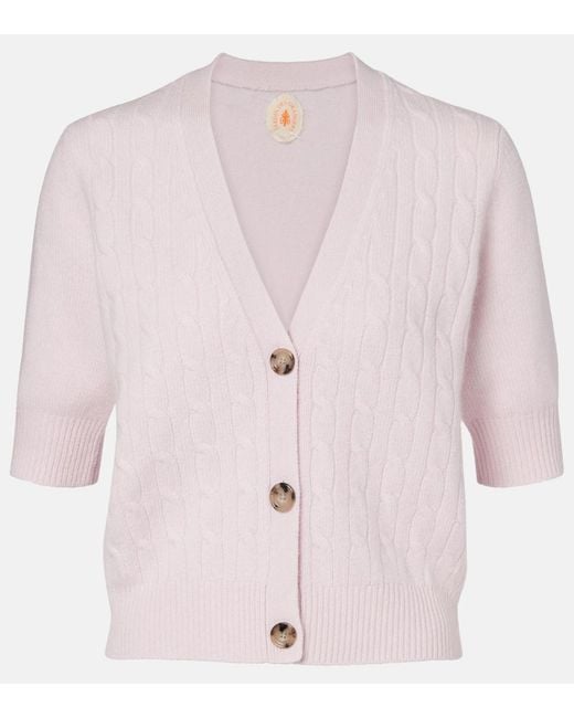 Jardin Des Orangers Pink Cable-Knit Cashmere-Blend Cardigan